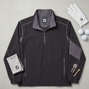 FootJoy Men's Medium Black Grey FJ Performance Golf Quarter Zip Pullover Jacket